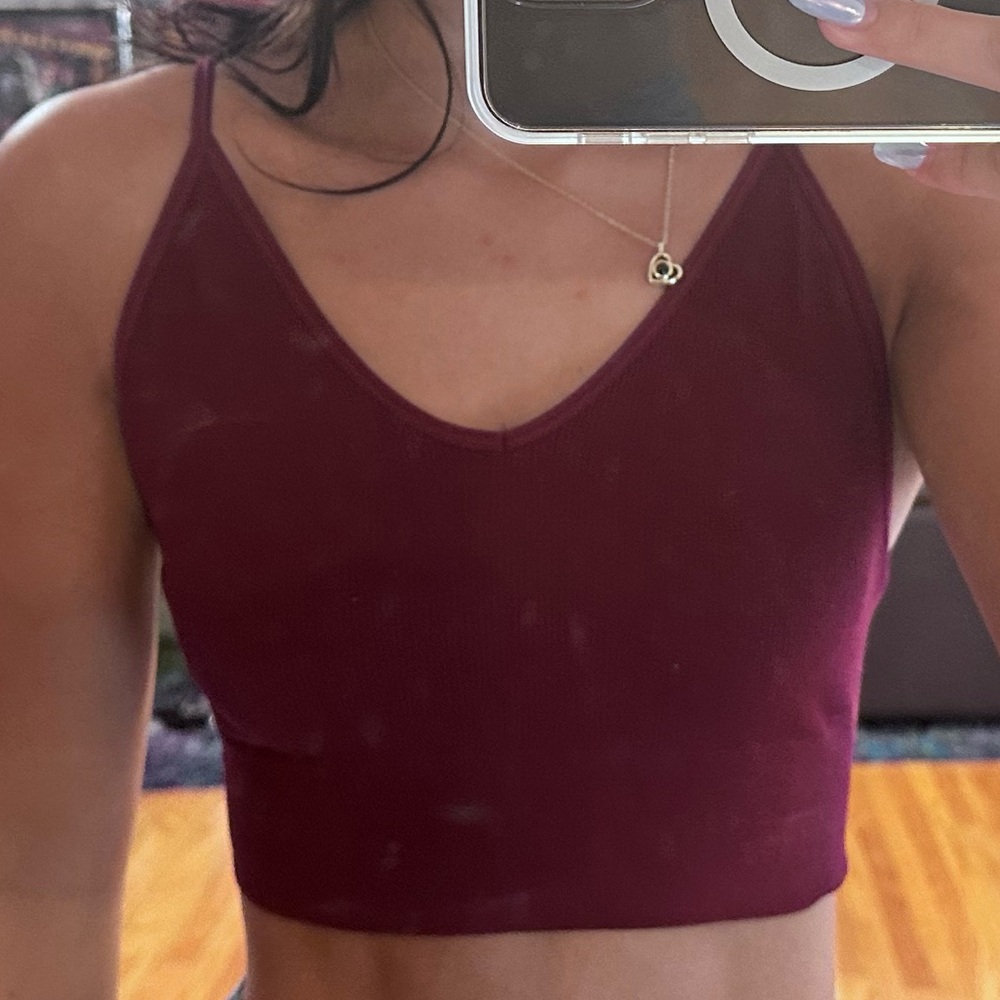 Bozzolo Maroon Ribbed Tank Top Cropped M/L